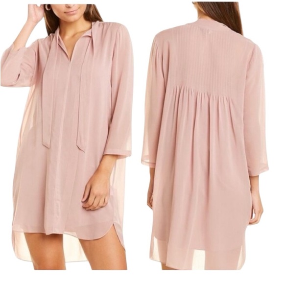 Club Monaco Silk Tunic Pintuck Seersucker Relaxed Fit Shirt Shift Mini Dress NEW - Picture 6 of 12